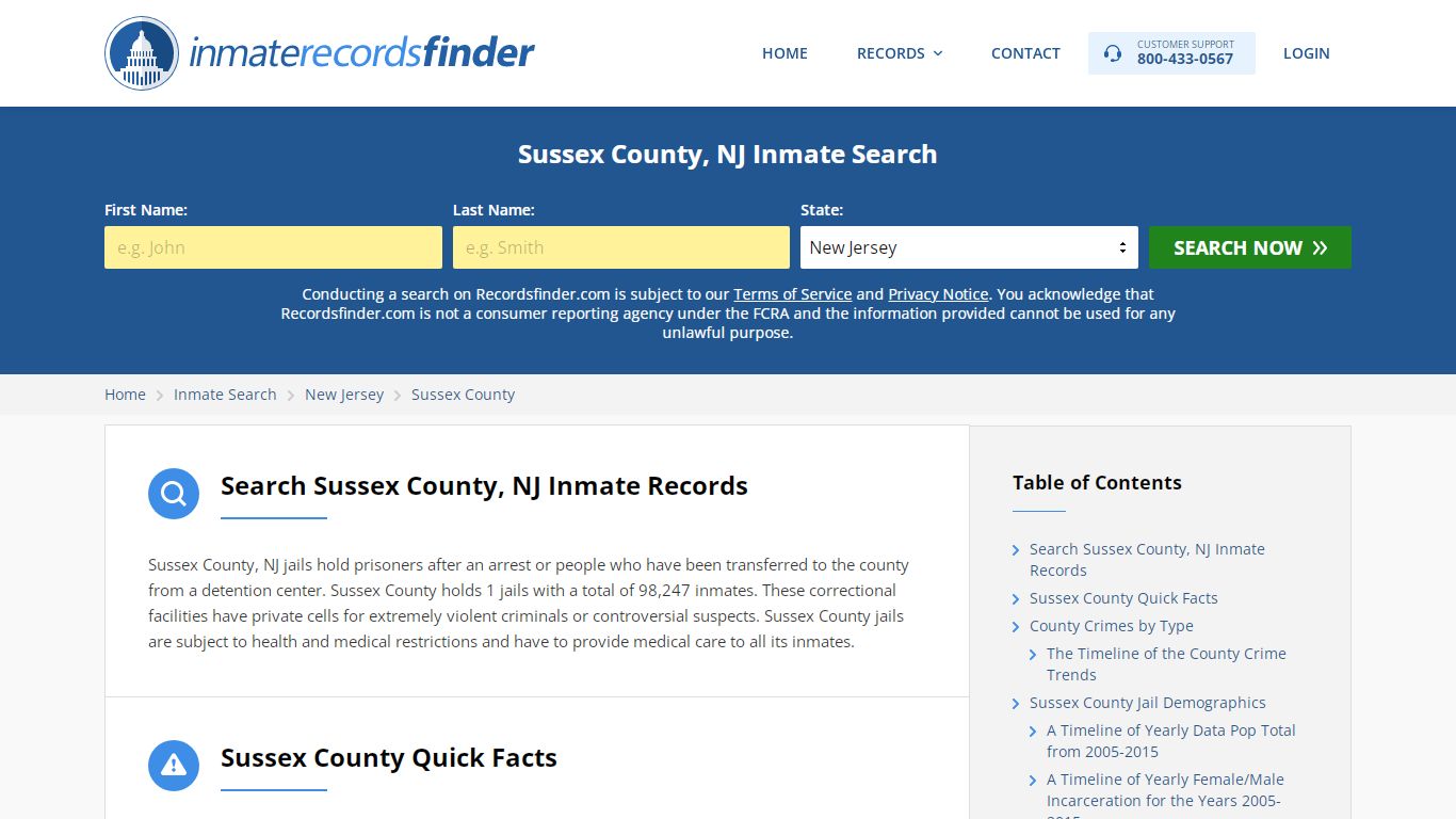 Sussex County, NJ Inmate Lookup & Jail Records Online